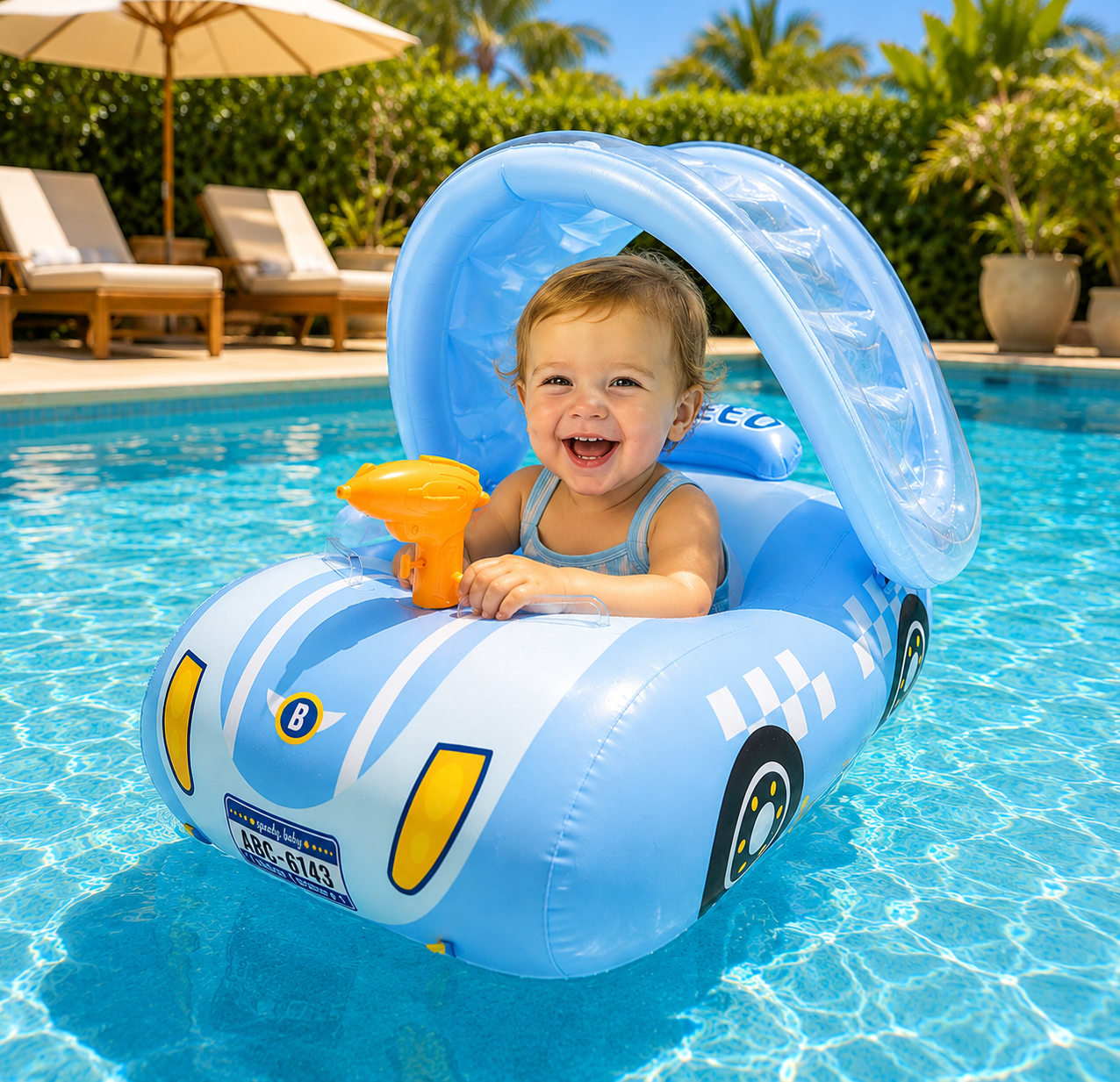 SunnyRide™ Baby Float, De favoriete zomerfloat voor ouders, Inclusief GRATIS zonnescherm