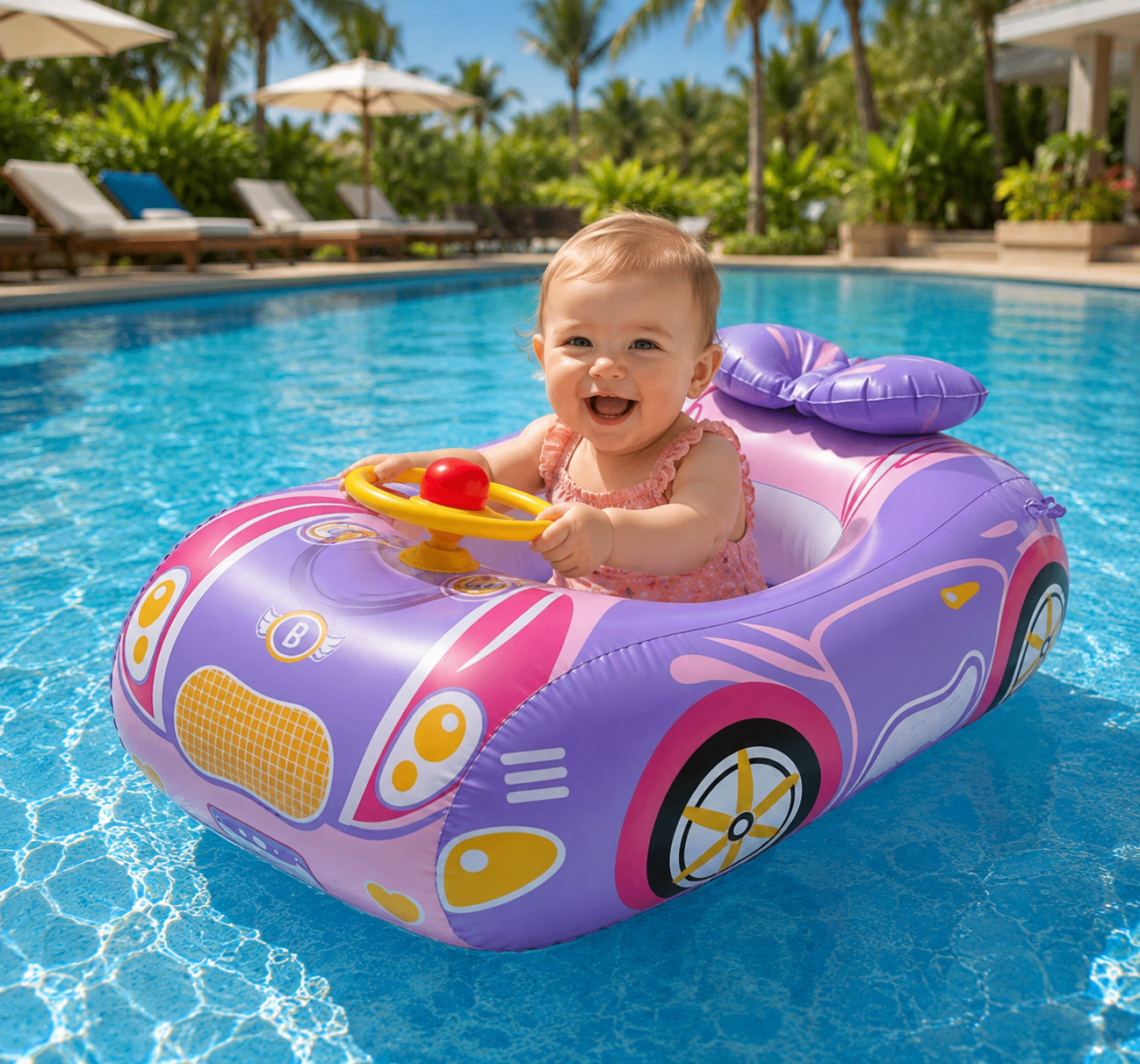 SunnyRide™ Baby Float, De favoriete zomerfloat voor ouders, Inclusief GRATIS zonnescherm