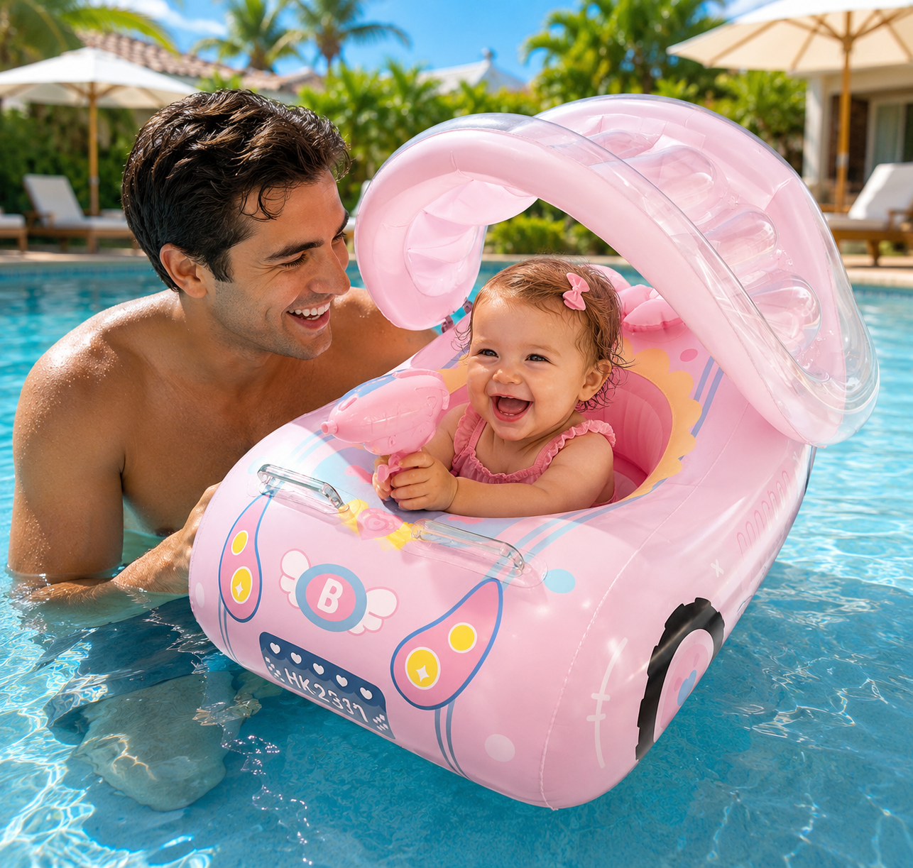 SunnyRide™ Baby Float, De favoriete zomerfloat voor ouders, Inclusief GRATIS zonnescherm